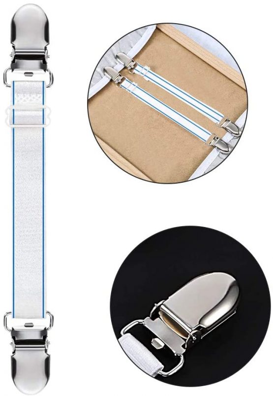 8PCS Elastic Ironing Cover Fasteners, Ironing Board Cover Clips Bed Corner Holder Ironing Straps Adjustable Bed Sheet Fasteners Suspenders Straps Sofa Cover Clips Sheet Clips for Bedding Jeans Boots - Image 3