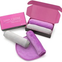 Simply Gone Make Up Remover Cloth (2 Pack). Reusable Microfibre Face Cloth removes all makeup, even waterproof mascara. Ideal for Sensitive Skin. (Moonlight Grey & Sunset Purple)