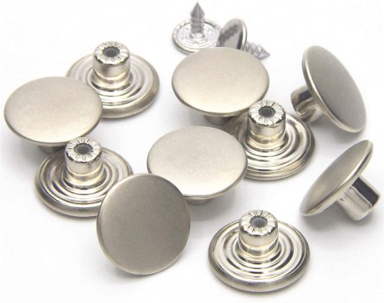 17mm Jeans Buttons No-Sew Metal Tack Buttons Replacement Kit 12 Set, Matte Silver