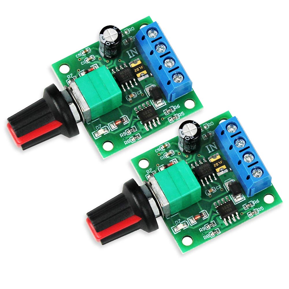 WayinTop 2pcs PWM Low Voltage DC 1.8V 3V 5V 6V 12V 2A Motor Speed Controller 1803BK Adjustable Driver Switch with Speed Control Knob