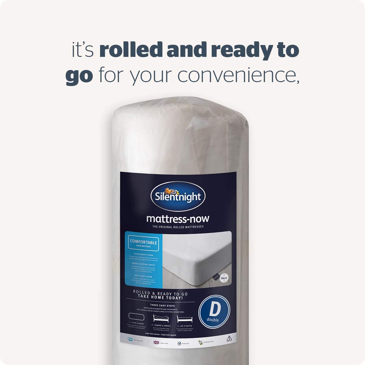 Silentnight Comfort Rolled Foam Mattress, White, Single - Image 3