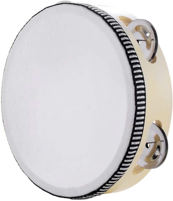 Tambourine for Church 8 inch Hand Held Drum Bell Birch Metal Jingles Percussion Musical Educational Instrument for KTV Party Kids Games by Musfunny (8 inch) - Image 2
