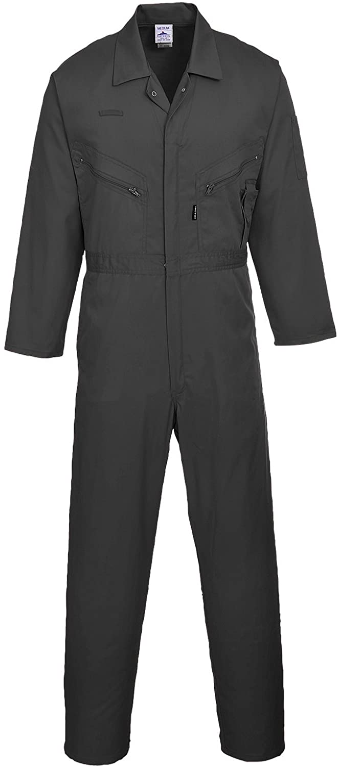 Portwest C813 Men's Liverpool Work Overalls Protective Boiler Suit Polycotton Coveralls Durable Workwear for Mechanics Warehouse Garages DIY Black X-Large