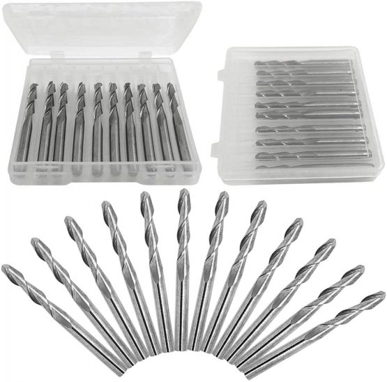 12 Pcs 1/8"(3.175mm) Ball Nose End Mills, AFUNTA Ball Nose Bits 3mm Cutting Dia Cutter, Tungsten Steel Upcut Bit 17mm Flute Length - Image 4