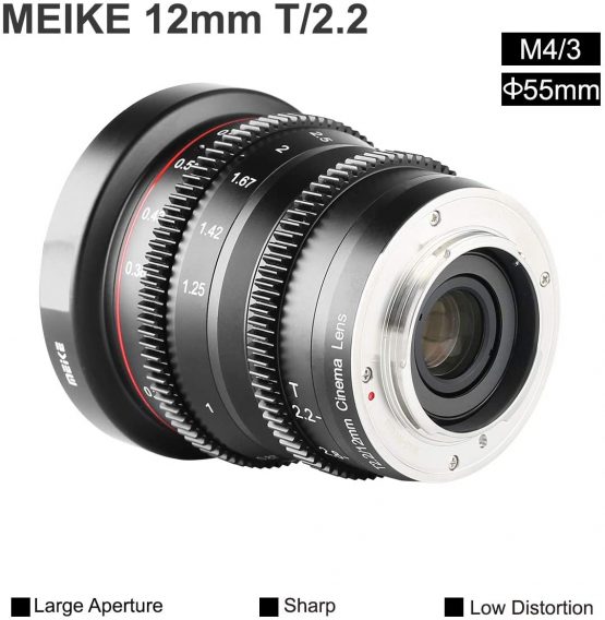 Meike 12mm T2.2 Manual Focus Wide Angle Fixed Prime Cinema Lens for M43 Micro Four Thirds MFT Mount Cameras and Cinema Camera BMPCC - Image 4