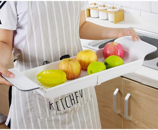 Bathtub Caddy Bath Bridge Tray Rack Book Phone Pad Holder Toys Shampoo Soap Storage Compact Bathtub Accessories Dish Drainer Extendable Rustproof White - Image 4