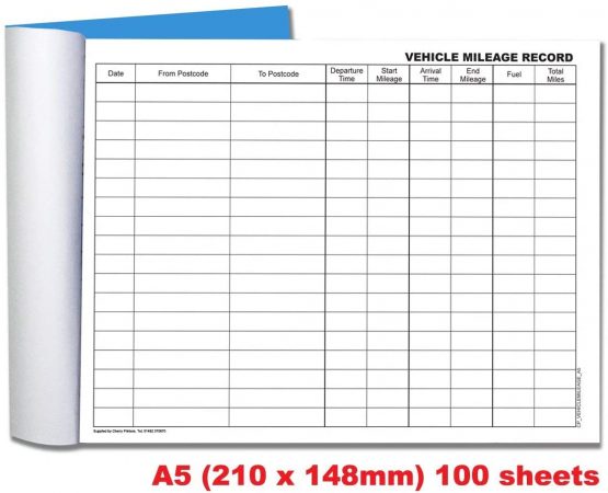 Cherry Vehicle Mileage Record Log Book A5 100pages 80gsm - Image 3