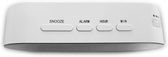 Digital Alarm Clock - Mains Powered, Big Digit Mirror Display, No Frills Simple Operation Alarm Clocks, Bedside Alarm, Snooze, Non Ticking, Full Range Brightness Dimmer, Two USB Charging Ports (White) - Image 4