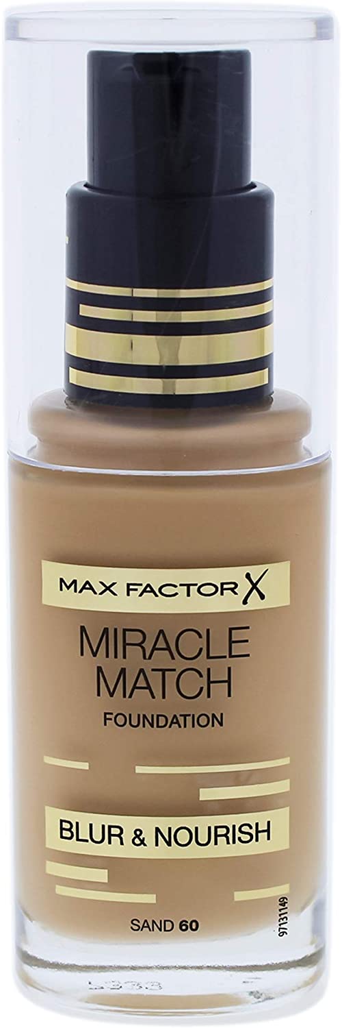 Max Factor Miracle Match Blur & Nourish Foundation, 30 ml, 60 Sand, 30 ml (Pack of 1)
