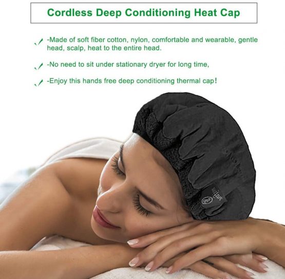 MQUPIN Deep Conditioning Heat Cap, Microwavable Thermal Cap For Hair Care with 10 Pcs Disposable Shower Caps - Image 3