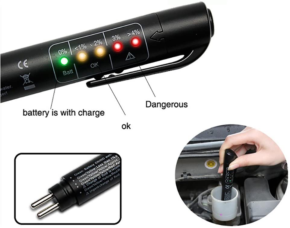 HHTEC Brake Fluid Tester Pen with LED Indicator, Car Brake Oil Tester for DOT3 DOT4 DOT5, Water Content Detector - Image 4