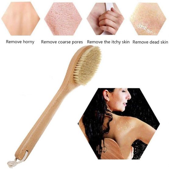 Bath Brush,Body Brush,Shower Brush,Back Scrubber with Natural Bristles and Long Handle Improves Blood Circulation, Exfoliates, Skin Health - Image 4