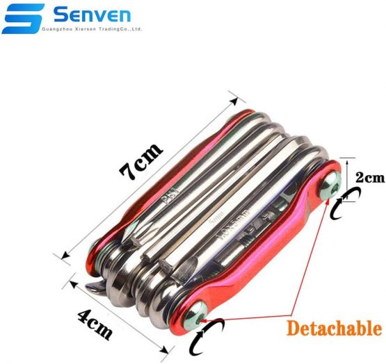 senvenelec 11-in-1 Multi-Function Portable Folding Bike Repair Tool, Bicycle Repair Tool, Mini Compact Lightweight Bicycle Repair Tool, Stainless Steel Bicycle Repair Tool and Repair kit - Black - Image 3