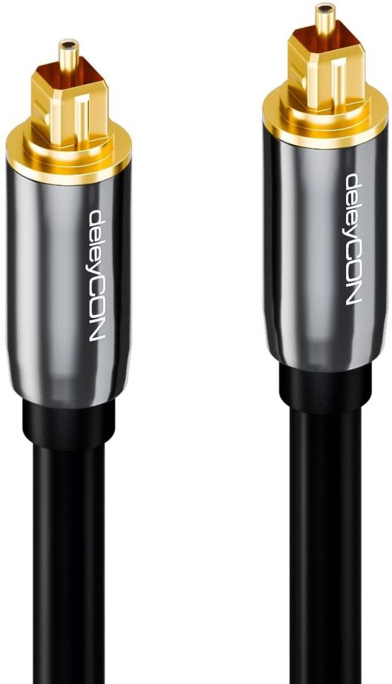 deleyCON 1m (3.29 ft.) Optical Digital Audio Cable S/PDIF 2x Toslink Connectors Fibre Optic Cable Metal Connectors 5mm Flexible - Black - Image 2