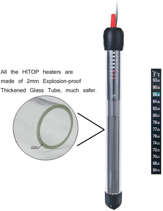 HITOP HP-608 Submersible Aquarium Heater 100W 200W 300W With Thermometer and Extra Sucker Cup (300W) - Image 4