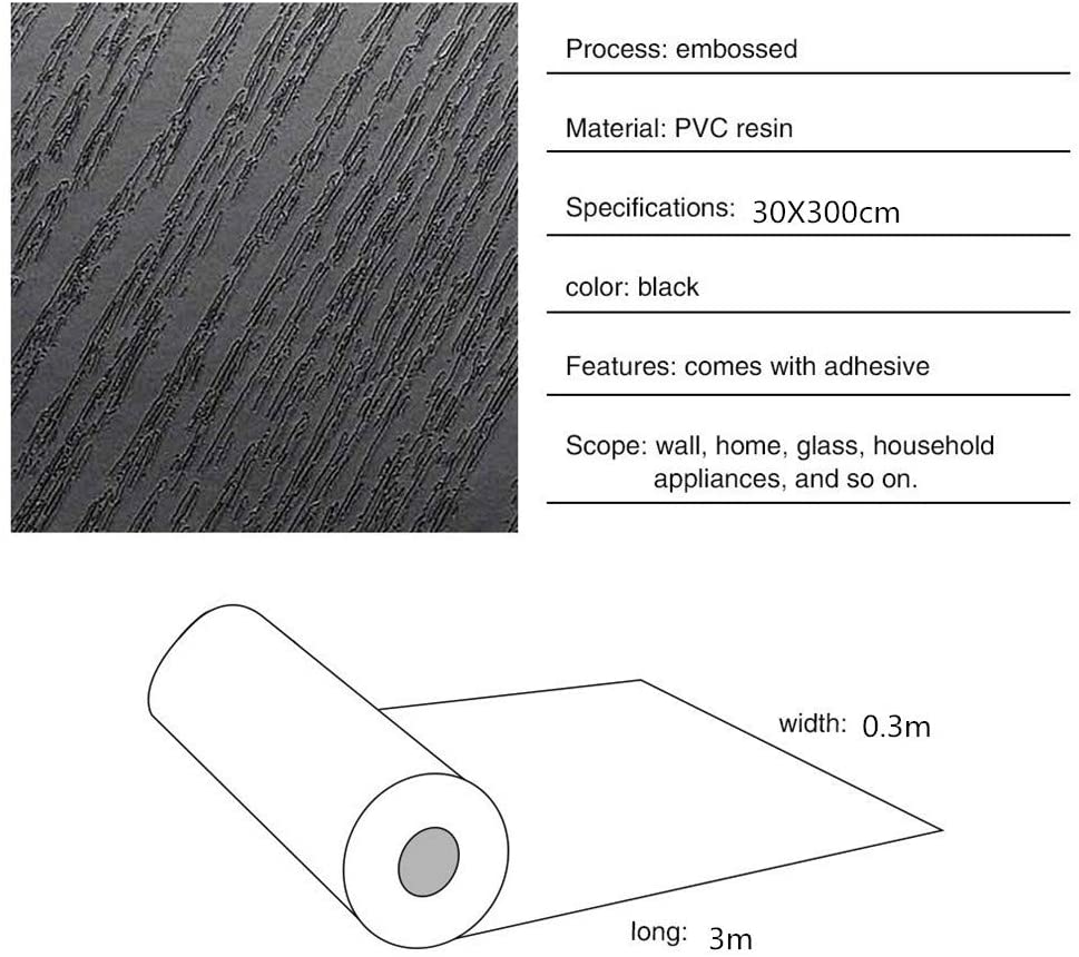 Hode Black Wood Vinyl Wrap 30X200cm, Black Wood Sticky Back Plastic Roll - Image 3