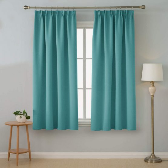 Deconovo Super Soft Curtains Thermal Insulated Pencil Pleat Blackout Curtains for Livingroom 46 x 54 Turquoise Two Panels - Image 2