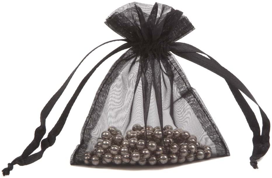 48 Premium Organza Jewellery Gift Pouches 70x100mm (Black)