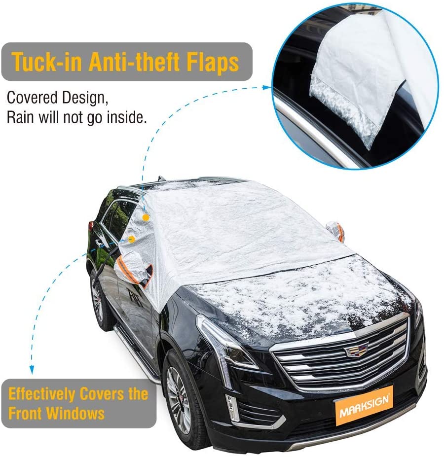 Delixike Car WindScreen Snow Cover,Car Waterproof Windshield Winter Cover For Ice,Snow,Frost Protection,Extra Large Size with Mirror Covers Fits for Most Vehicles - Image 3