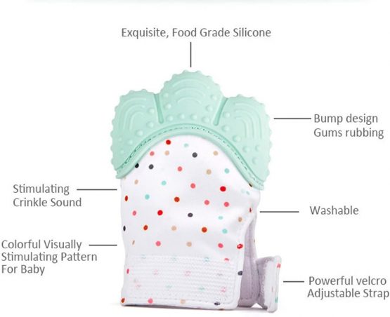 Funky Planet Teehing Mitten for Babies - Silicone Baby Glove for Sore Gums, Cutting Teeth & Soothing Pain (Blue) - Image 3