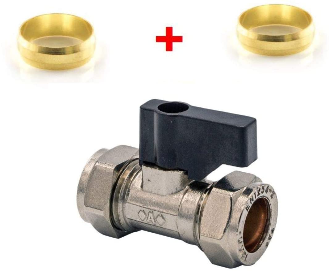 Wärmer System Lever Operated Isolating Valve 15mm Chrome with Extra Olives