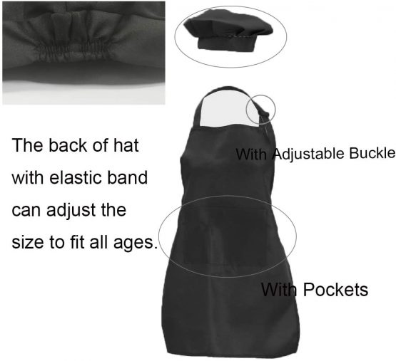 CWFUN 2 Pieces of Kids-Children Bule Apron and Chef Hat,Aprons for Kids-Boys Girls Adjustable Aprons-Children Kid's Kitchen Cooking and Baking Wear(5-13 Years Old) (Baby Blue-1Set, Large) - Image 2