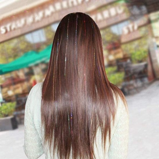 14 Colors 4200 Strands Hair Tinsel Extensions, Shiny Colorful Straight Hair Extensions for Women Girls Party Cosplay Rainbow Synthetic Hair Extensions (36.6 Inches) - Image 4