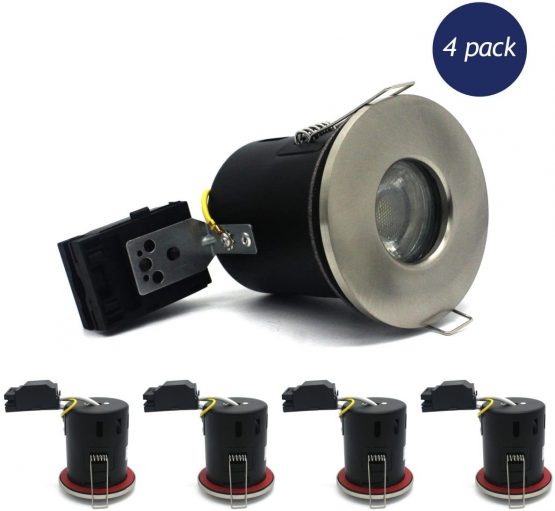 4 X Sanlumia LED Fire Rated Downlight Can GU10 Recessed Ceiling Twist & Lock Interchangeable Downlight IP65 SatinNickel