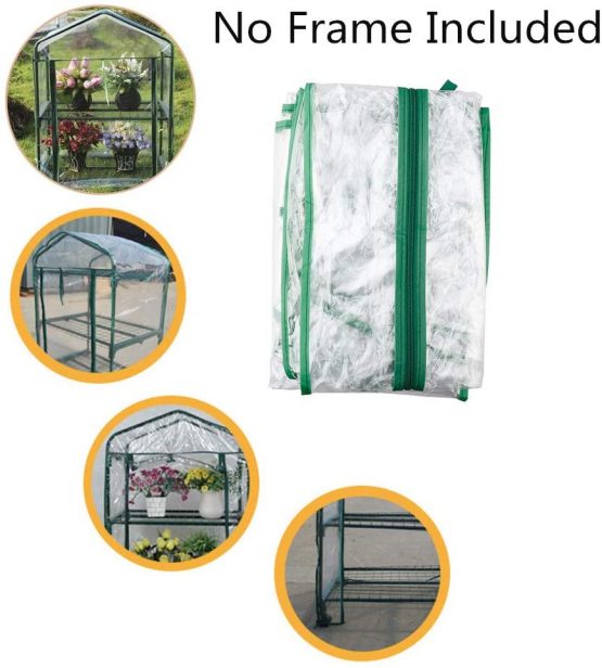 VKTY 3-Tier Plant Greenhouse Cover Clear Plastic Mini Greenhouse Replacement Cover Pvc Plant Cover Fit For 3-Tier Frame Outdoor Plant Flower Garden Accessories (No Frame)