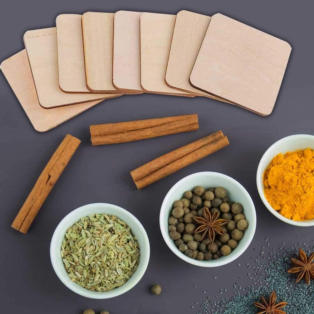 Zngou 16 PCS Wooden Square Coasters Shapes Unfinished Blank Wood Squares Plain Wood Pieces 4 Inch Wooden Plaques Small Wooden Sheets For Craft DIY Art Project Pyrography Engraving Carving Painting - Image 3