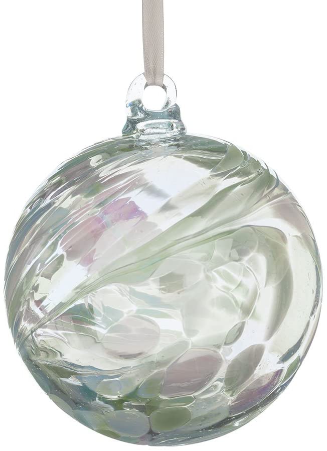 Hanging Glass Friendship Ball 10cm diameter , Pearl, Pearl White