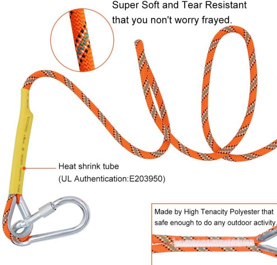 X XBEN Multi-use 8mm Outdoor Rope Home Emergency Escape Rope, Multifunctional Cord Safety Rope for Magnetic Fishing Hiking Caving Camping Rescue Tree Climbing (20M, Orange) - Image 2