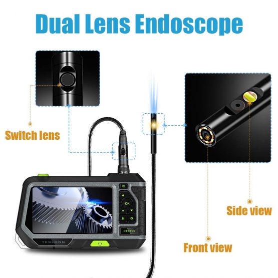 Teslong Dual Lens Endoscope, 5 Inch IPS Monitor 1080P HD Industrial Borescope, 0.21inch Inspection Camera With 6 Adjustable LED Lights Semi-Rigid IP67 Waterproof Snake Camera,Hard Plastic Case（9.8ft) - Image 4