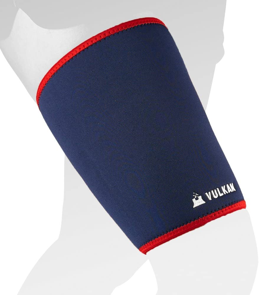 Vulkan Classic 3010 Thigh and Hamstring Support Sleeve with Breathable Aerotherm Lining - X-Large, Navy Blue/Red