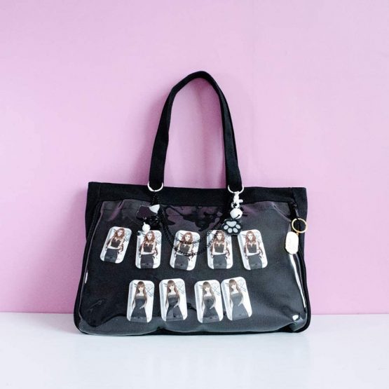 Ita Tote Bag Clear Window for Pins Ita Shoulder Bag Handbag Anime School Bag DIY, Cosplay, Comic Con, Black - Image 3