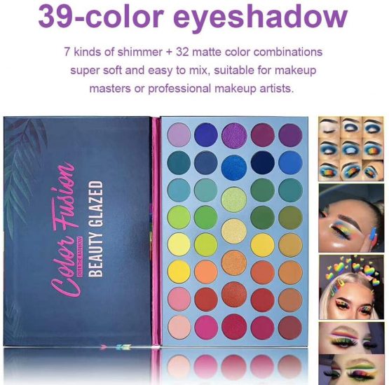Beauty Glazed 39 Colors Eyeshadow Powder Palette Glitter Shiny Golden Eyeshadow Highly Pigmented Shimmer & Matte Metallic Waterproof Smooth Powder Natural Brilliant Eye Makeup Palettes - Image 3