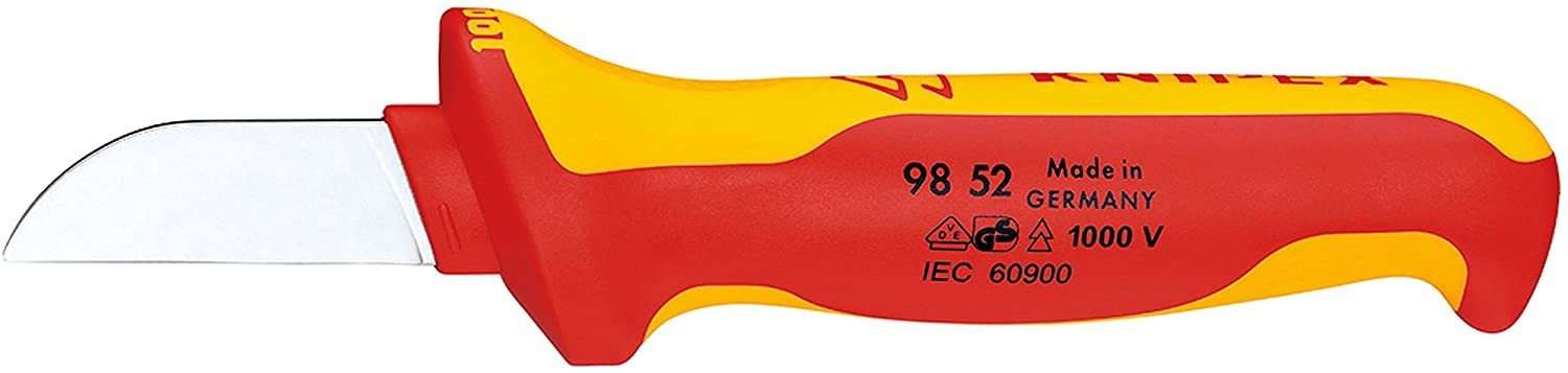 KNIPEX Cable Knife Insulating Multi-Component Handle, VDE-Tested 190 mm, 98 52, Red