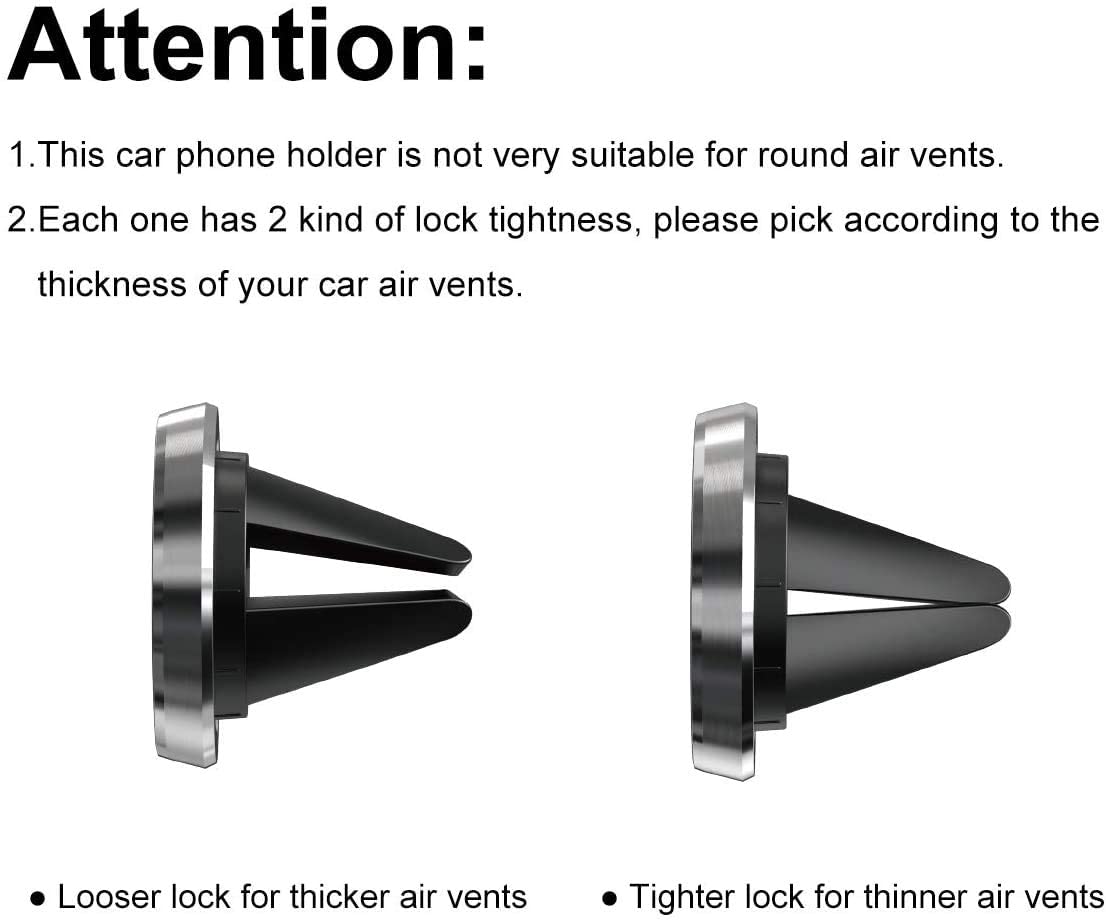 ivoler 2-Pack Car Phone Mount, Magnetic Phone Holder for Car Air Vent Compatible with Smartphones, with 4 Metal Plates - Black - Image 3