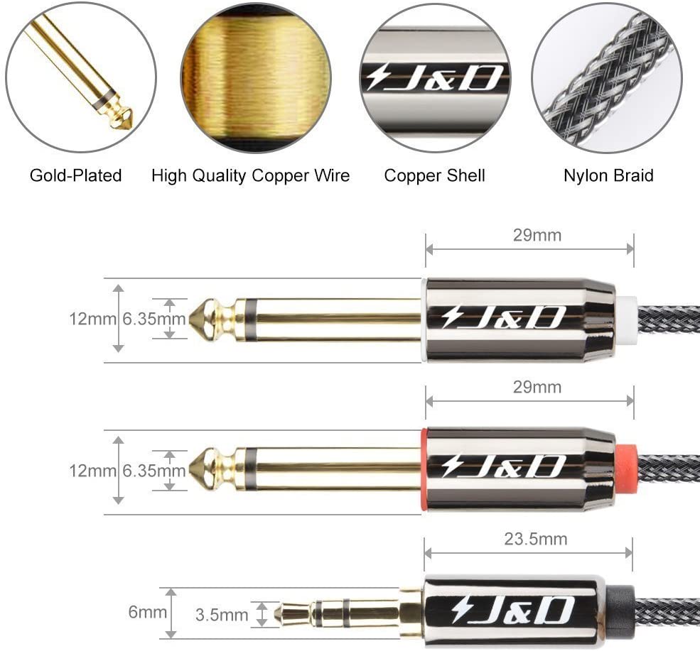 J&D 3.5mm to 6.35mm Audio Cable - Image 3