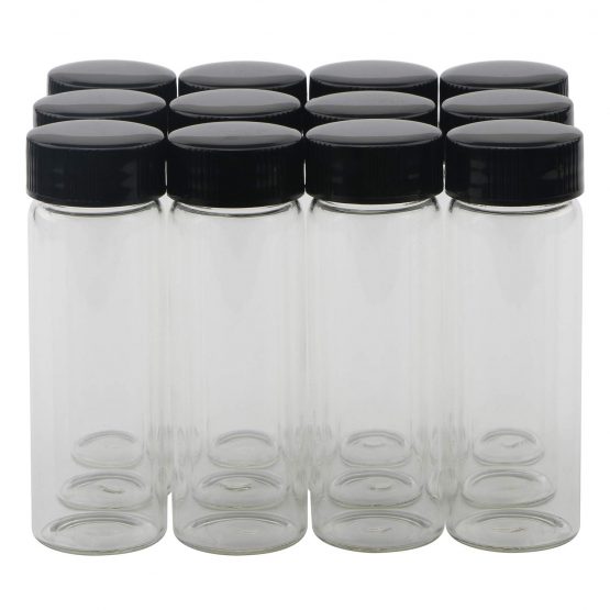Pxyelec Clear Glass Sample Vials, Mini Empty Glass Bottles with Screw Cap Capacity 30ml (1.05 Oz), Pack of 12