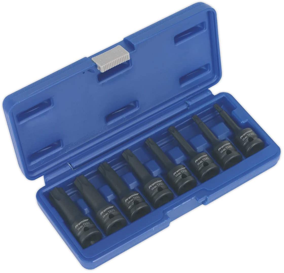Sealey Ak5602 Impact TRX-Star Socket Bit Set 8Pc 1/2Sq Drive, Multicoloured, 1/2-Inch