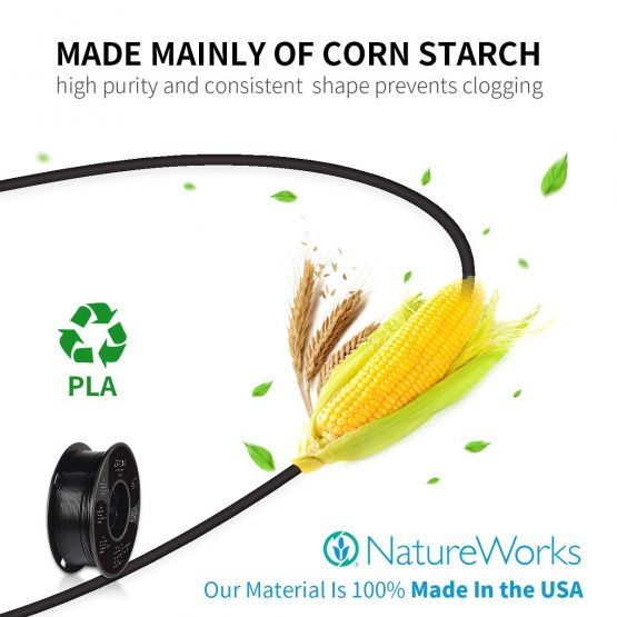 ERYONE PLA Filament for 3D Printer, 1.75mm,+/-0.03mm, 1kg (2.2LBS)/Spool, Black… - Image 2