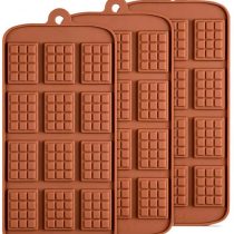 Waffle Chocolate Moulds Silicone Candy Molds, 3PCS12-Cavity Small Break Apart Chocolate Molds Non-Stick Reusable DIY Baking Molds Candy Protein & Energy Bar Moulds