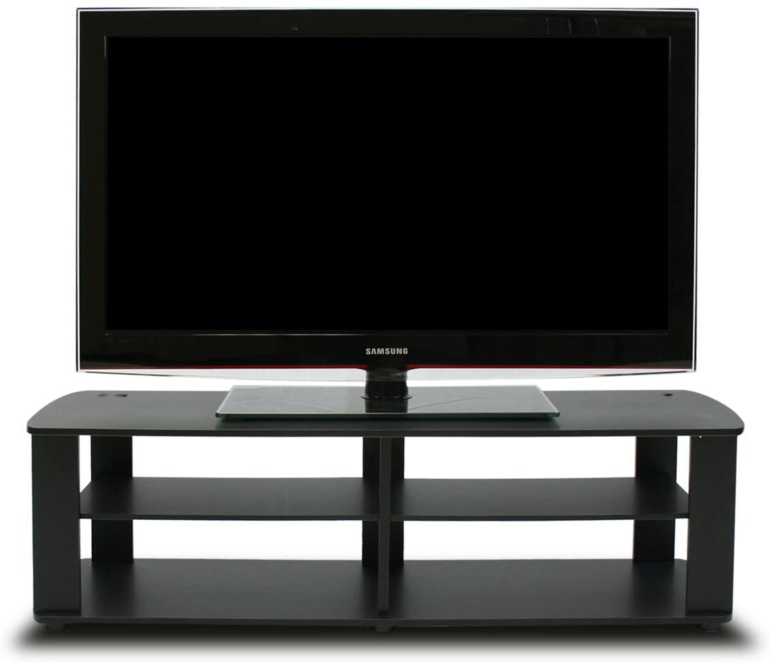 Furinno NELLY TV Stand, Entertainment Center with Open Shelves Storage, TV Console for TV up to 50 Inch, for Living Room Bedroom, Black
