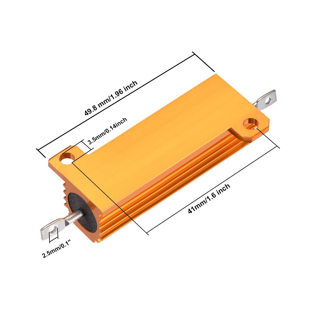 sourcingmap 50W 2.2 Ohm 5% Aluminum Housing Resistor Screw Tap Chassis Mounted Aluminum Case Wirewound Resistor Load Resistors Gold Tone 1pcs - Image 3