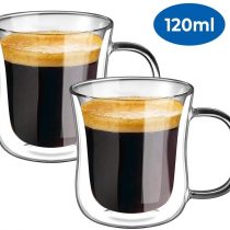 ecooe Double Walled Espresso Coffee Glass Cups Glasses Tea Dessert Borosilicate Glasses 120ml Set of 2