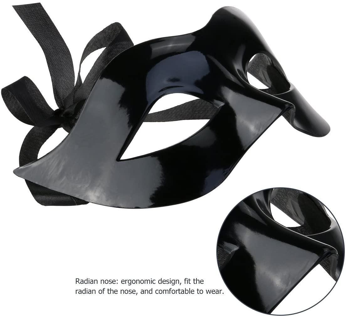 WINOMO Costume Black Halloween Masquerade Mask Masquerade Costume Mask Black for Men Women Party Ball Halloween Mask - Image 2
