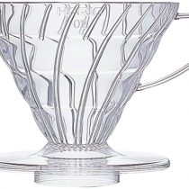 HARIO V60 Plastic V-Shaped Cone Coffee Dripper with Heat Retention, Transparent, Size 02, 2