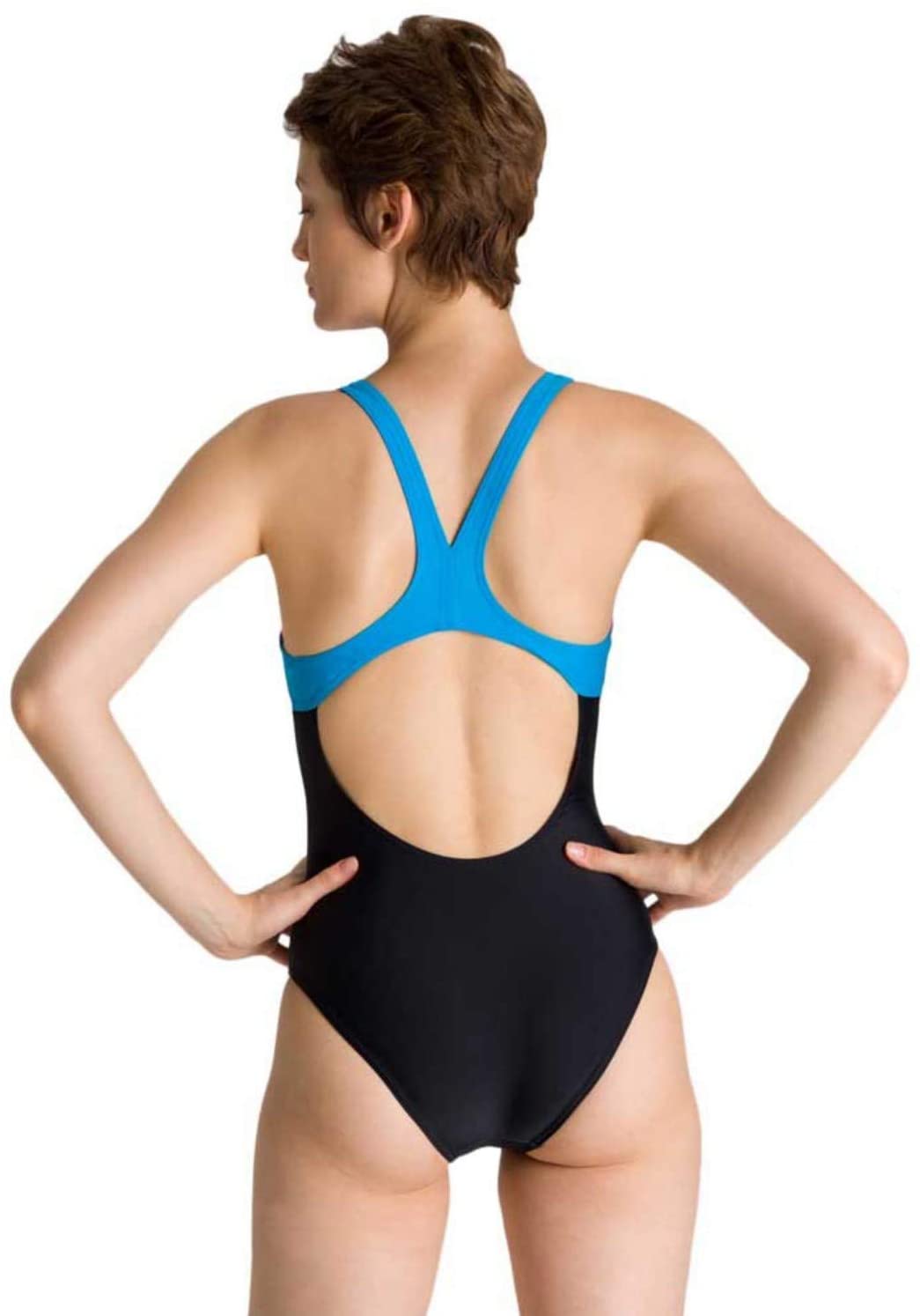 Arena Women's Sports Swimming Costume Multi-Coloured Webs, womens, One Piece Swimsuit, 002827, navy-golf green, 46 (EU) - Image 3