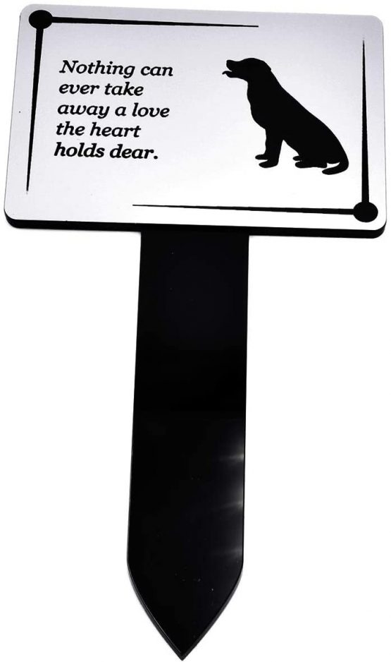 OriginDesigned Dog Memorial Plaque Stake SILVER and Black - Outdoor Garden Waterproof (Labrador)